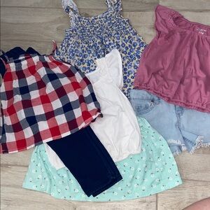 Carters Girls 5T Clothing Bundle Dress Jeans Jean Shorts Skort Tops Shirt